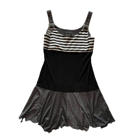 Bali Womens Dress Black & White Size 16 Polka Dot & Striped Sleeveless - Picture 6 of 11